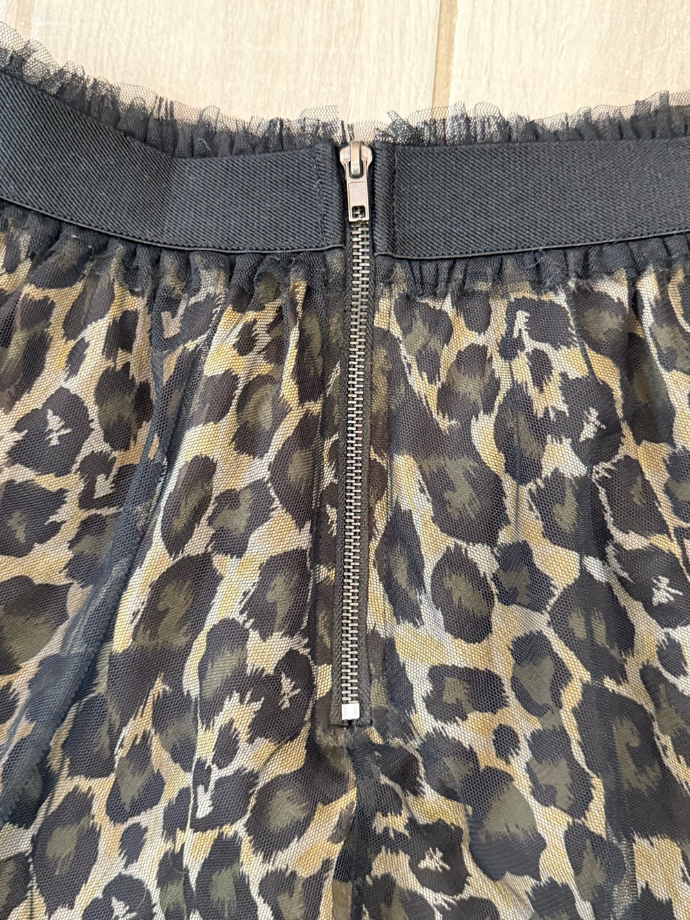 Y2K Forever 21 Leopard Print Tulle Skater Skirt - Black/Tan size Large - Picture 5 of 8